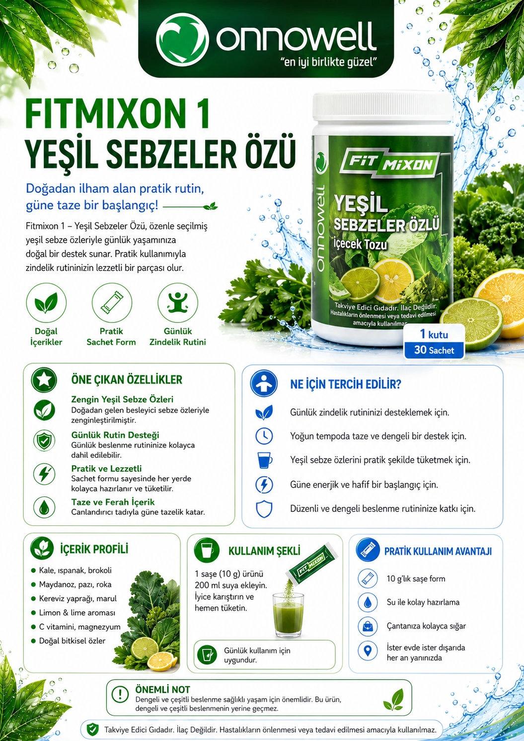 FitmixON 1 – Yeşil Sebzeler Özü